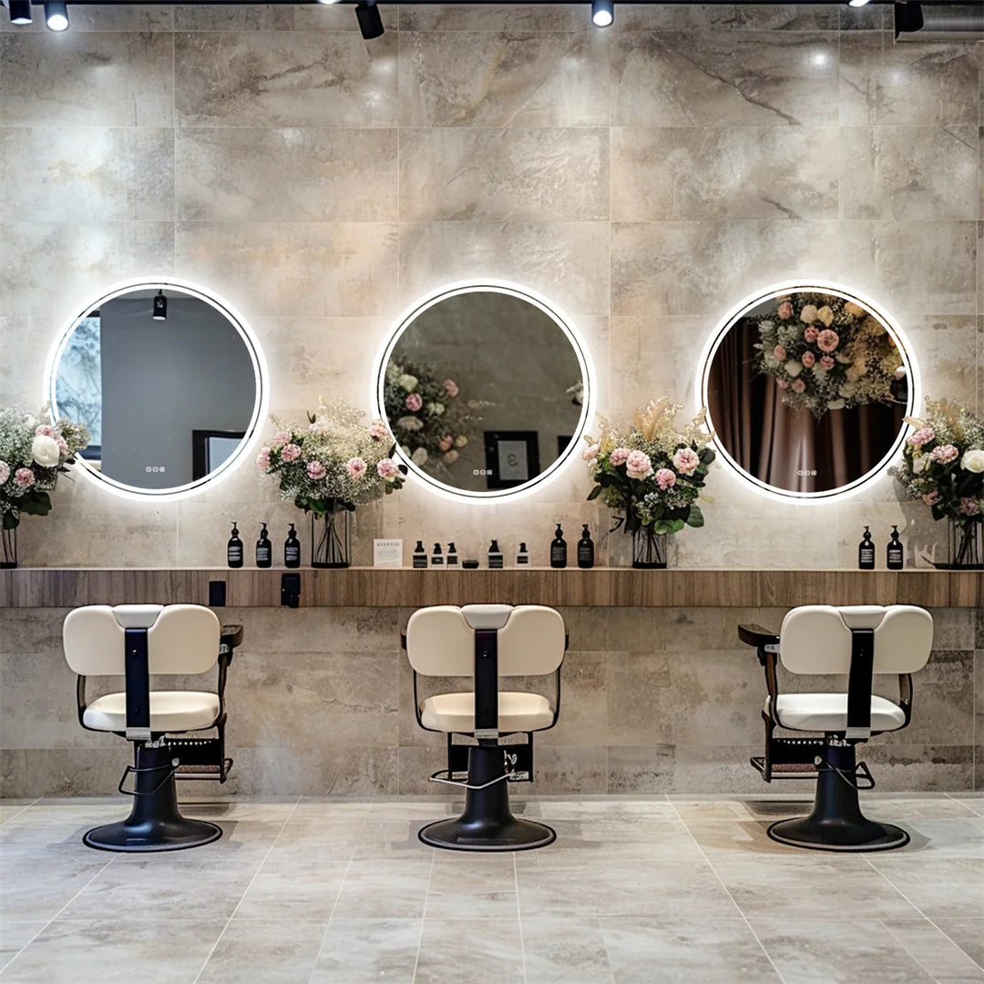 LUVODICRI Big Round LED Bathroom Mirror With Touch Sensor
