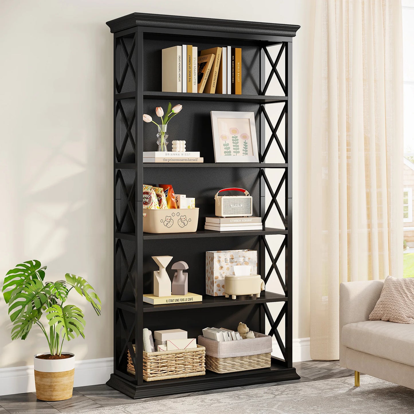 Tribesigns 5 Tier Bookcase Industrial Floor Standing Bookshelf