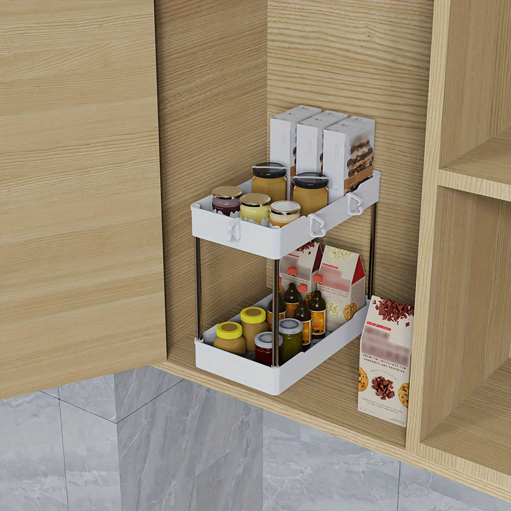 Under Bathroom Sink Organizer Set 3pcs Plastic Storage Racks For Kitchen Bath