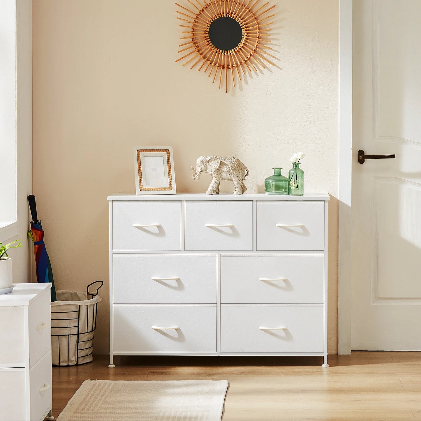 JHK Multifunction Wardrobe Chest With Fabric Drawers For Bedroom Storage