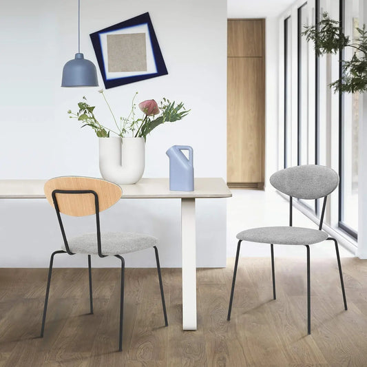 Modern Fabric Dining Chairs Set of 2 with Metal Frames