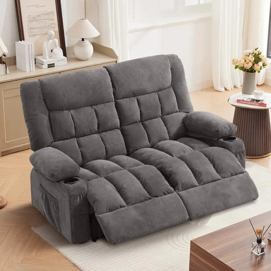 Manual Recliner Loveseat With Cup Holders For Living Room