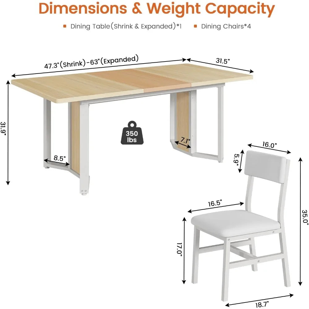 OIMG Extendable Dining Table Set For 4 6 With Chairs
