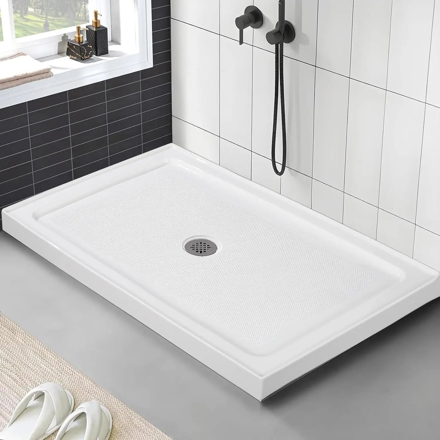 TWISTER.CK Anti-Slip Textured Acrylic Shower Base With Drain