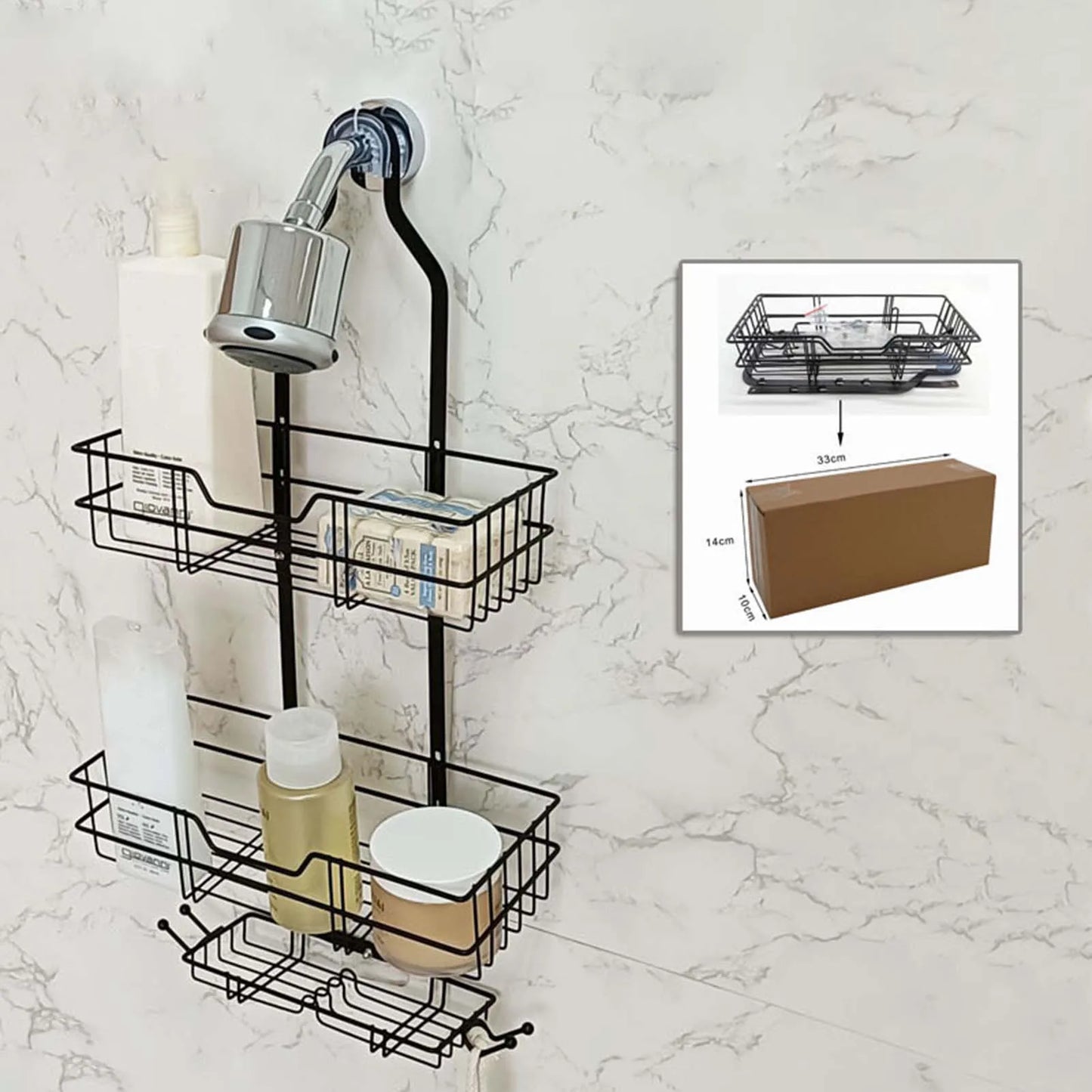 Three Tier Shower Shelf Large Capacity for Towels and Bath