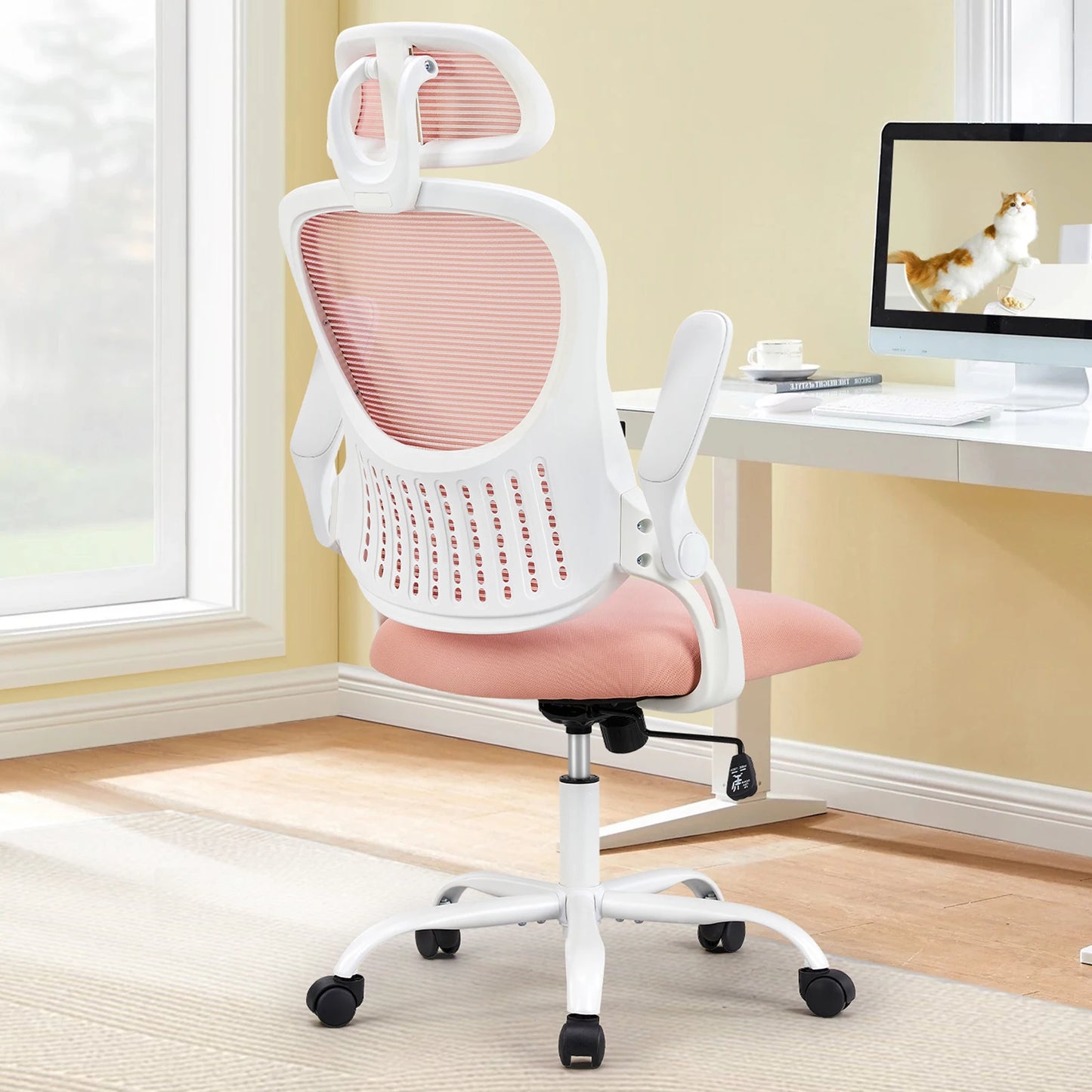 JHKErgonomics Mesh Ergonomic Office Chair With Flip Up Arms Lumbar Support
