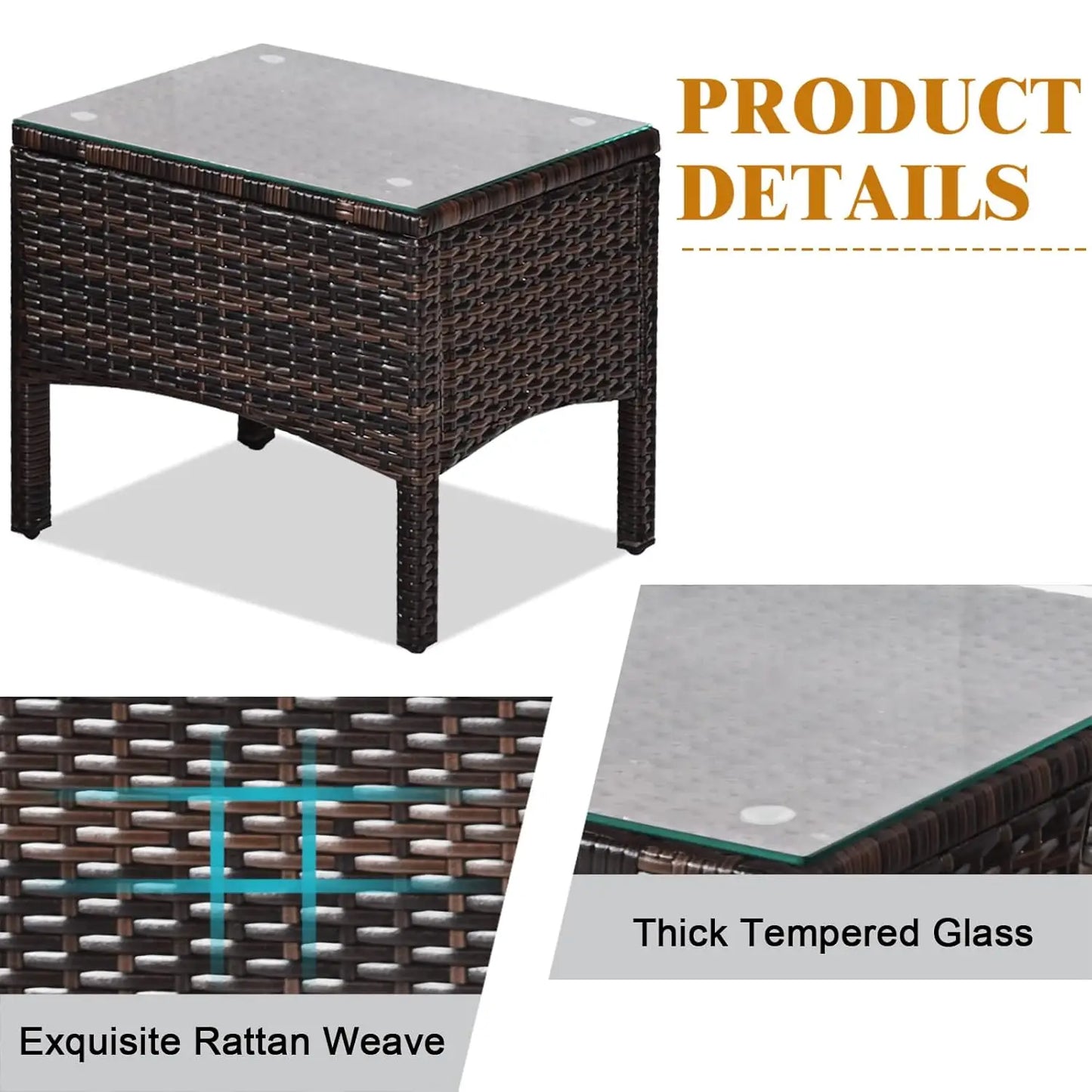Outdoor Wicker Patio Set Three Piece Conversation Bistro With Cushions