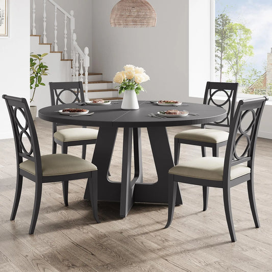 Farmhouse Round Wooden Dining Table For Home Dining Room