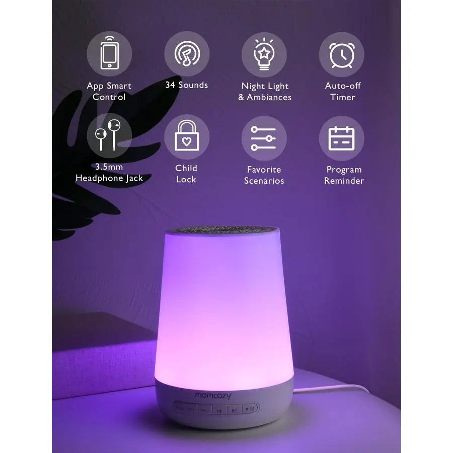 Baby White Noise Machine With Night Light And 34 Soothing Sounds