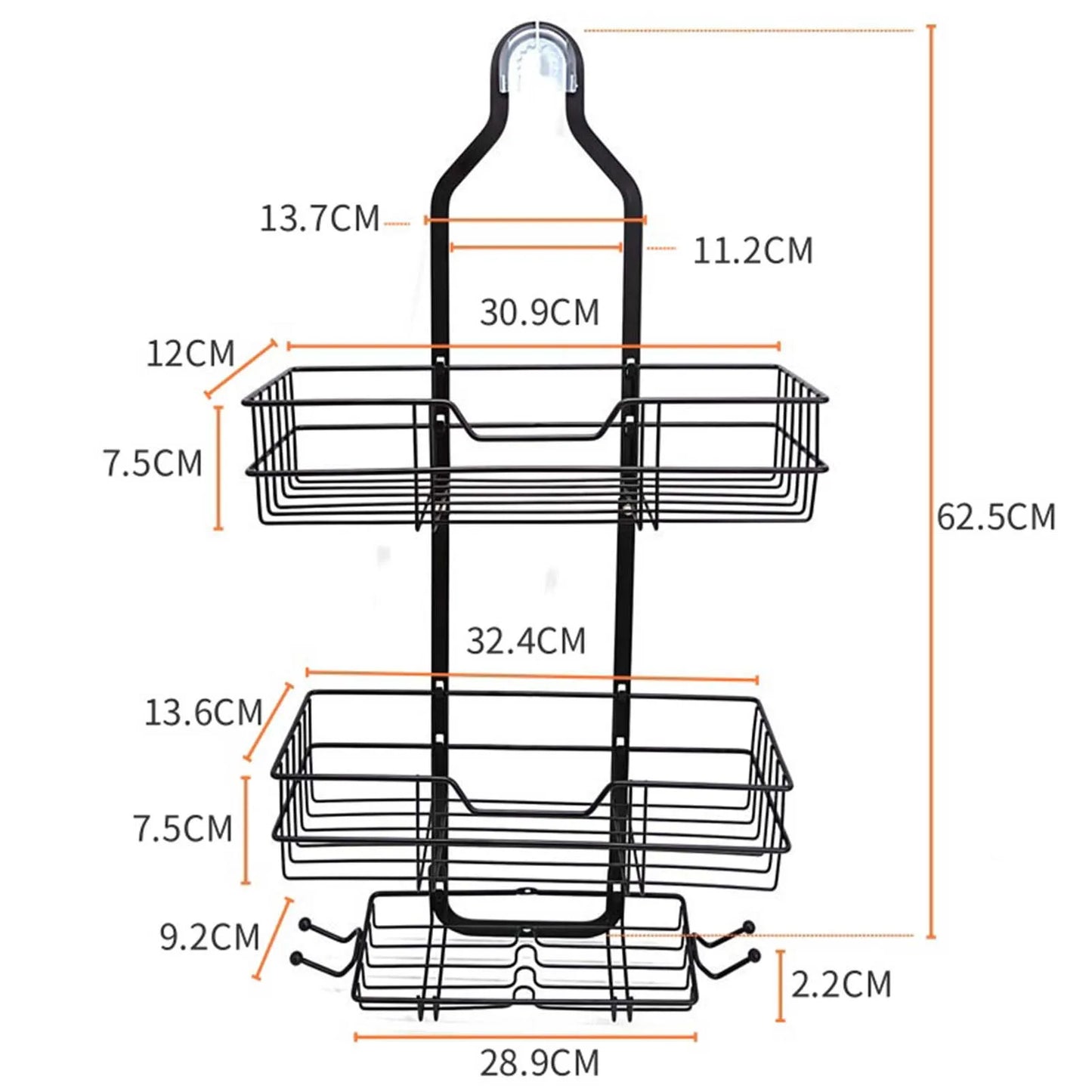 Three Tier Shower Shelf Large Capacity for Towels and Bath