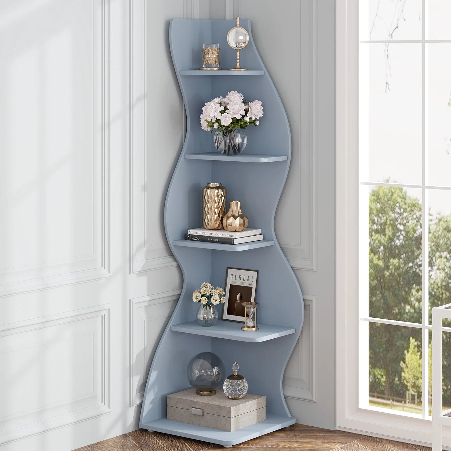 Tribesigns 5-Tier Corner Shelf Wall Bookshelf
