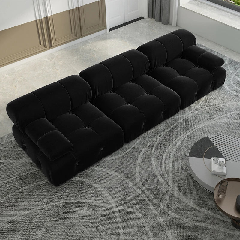 Sdorens Minimalist U Shaped Modular Velvet Sectional Sofa Convertible Living Room Set