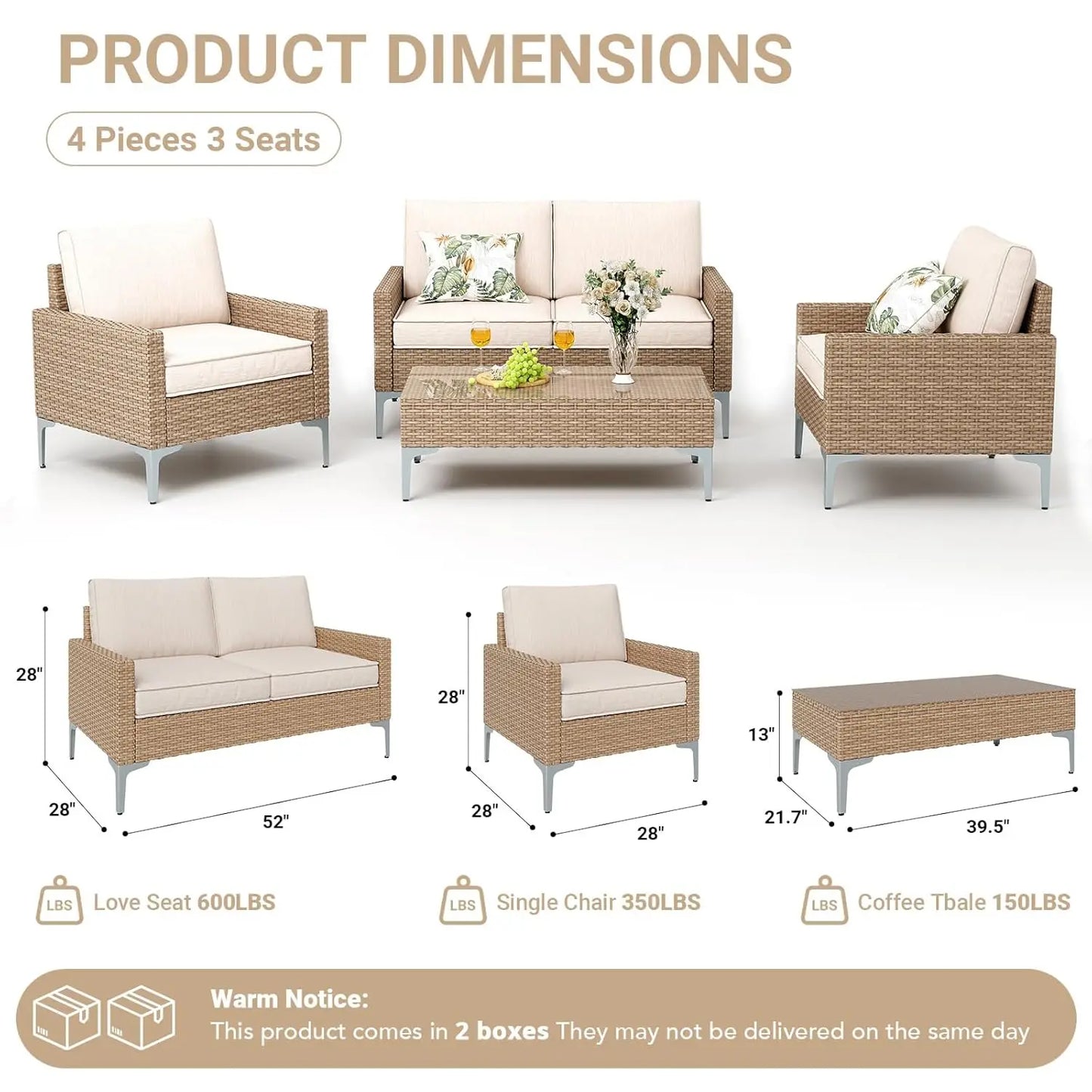 Outdoor Sectional Sofa Set All Weather Wicker Patio Furniture
