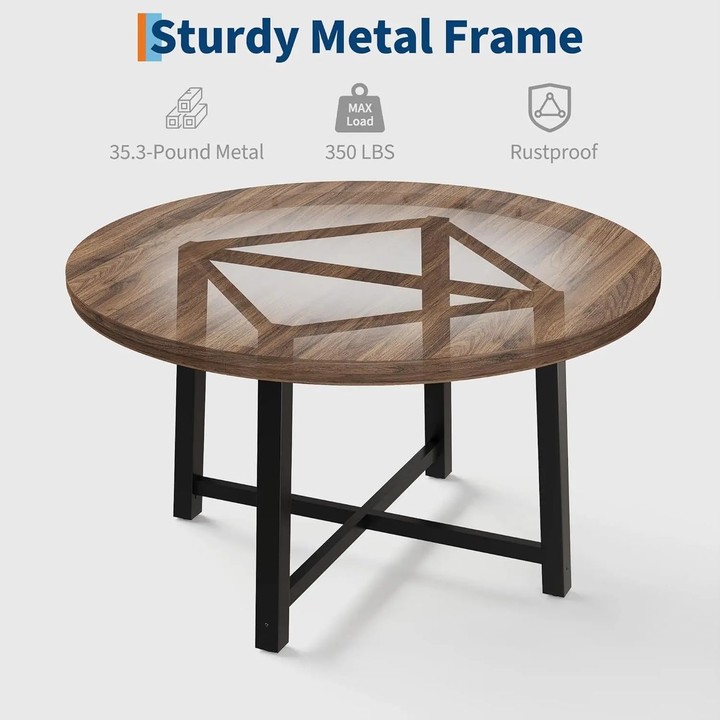 Studyset Industrial Dining Table with Rustic Wood Top and Metal Frame
