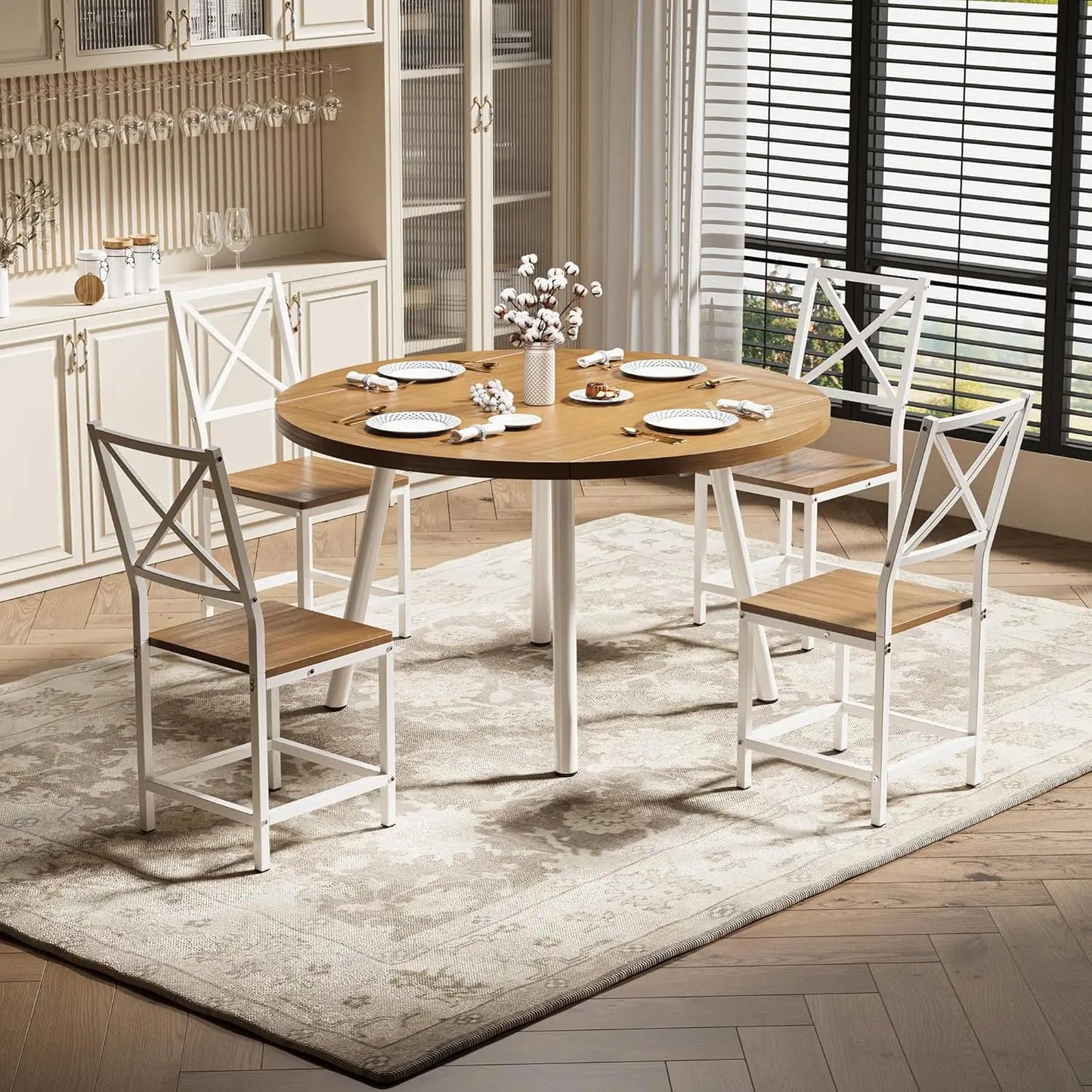 IRONCK Dining Table Set For 4 With 4 Stools Dining Room