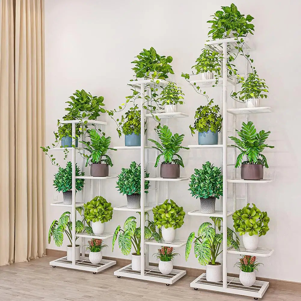 HiMISS 7 Tier Plant Stand Indoor Outdoor Metal Flower Shelf