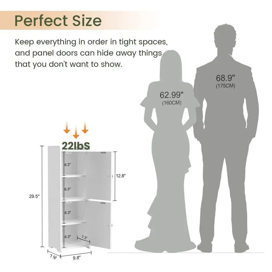 XMSJ Bathroom Storage Cabinet With Two Doors And Adjustable Shelf