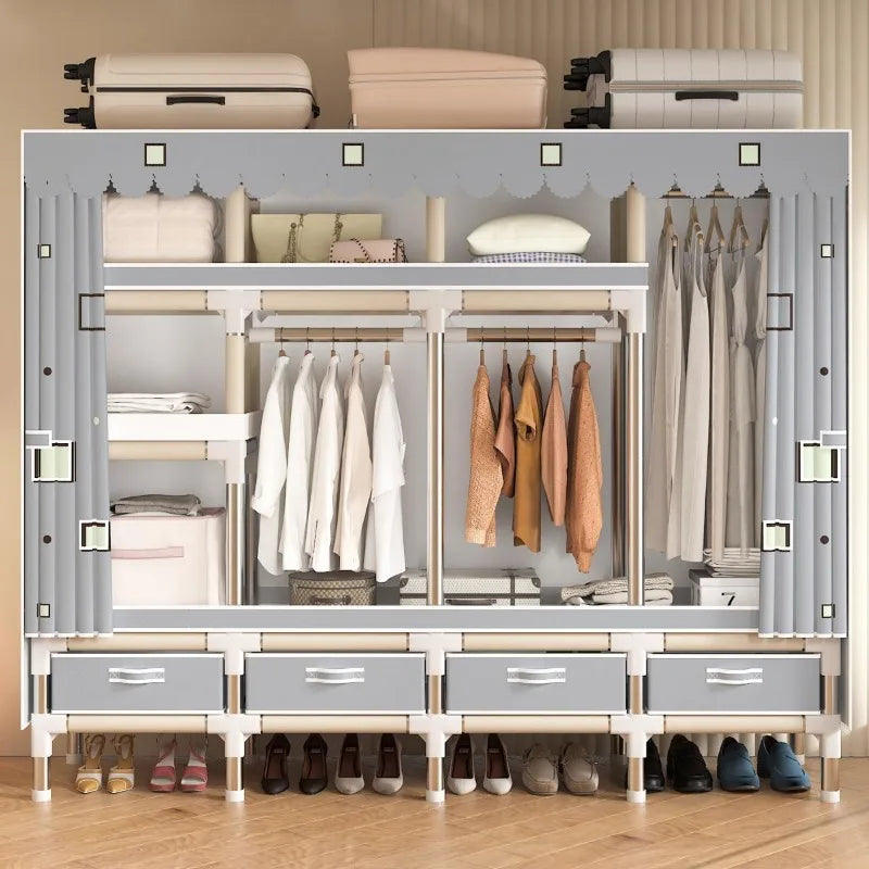 ArluKin Minimalist Walk In Wardrobe With Drawers And Dust Cover