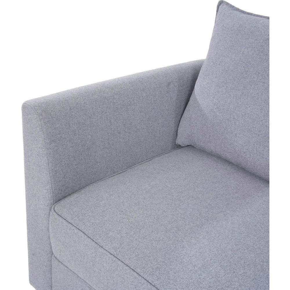 Modular Linen Loveseat Sofa With Extendable Sleeper Bed