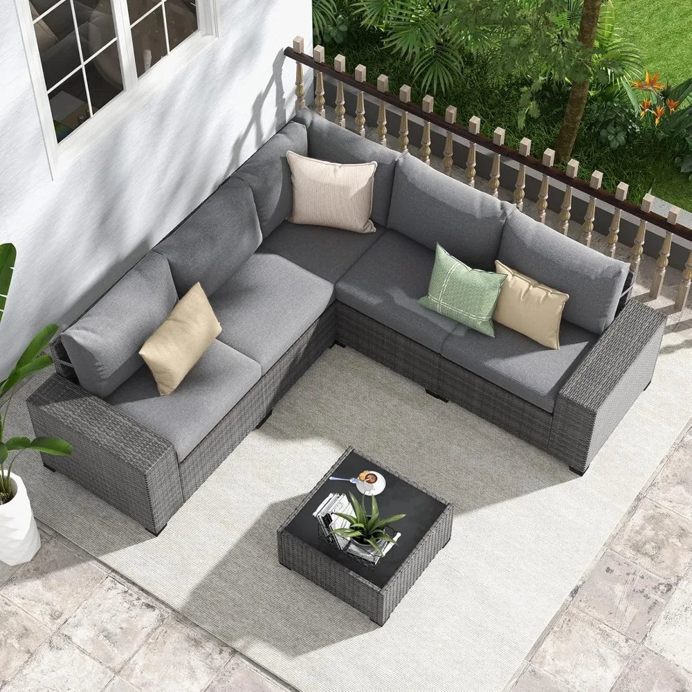 Rattan Outdoor Patio Sofa Set With Coffee Table PE Wicker