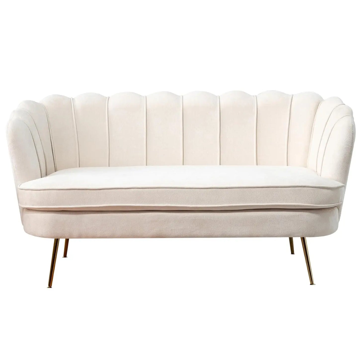 Modern Chenille Loveseat Sofa With Golden Legs Upholstered Couch