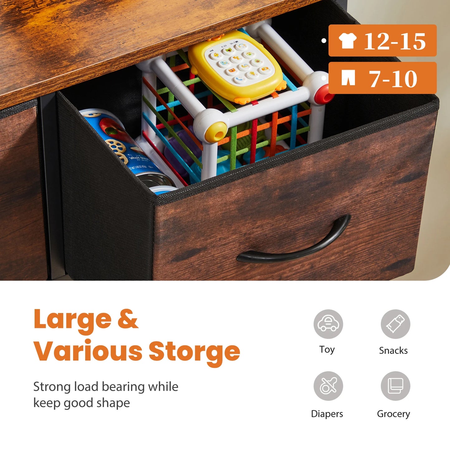 JHK Fabric Storage Dresser With Nine Drawers For Bedroom