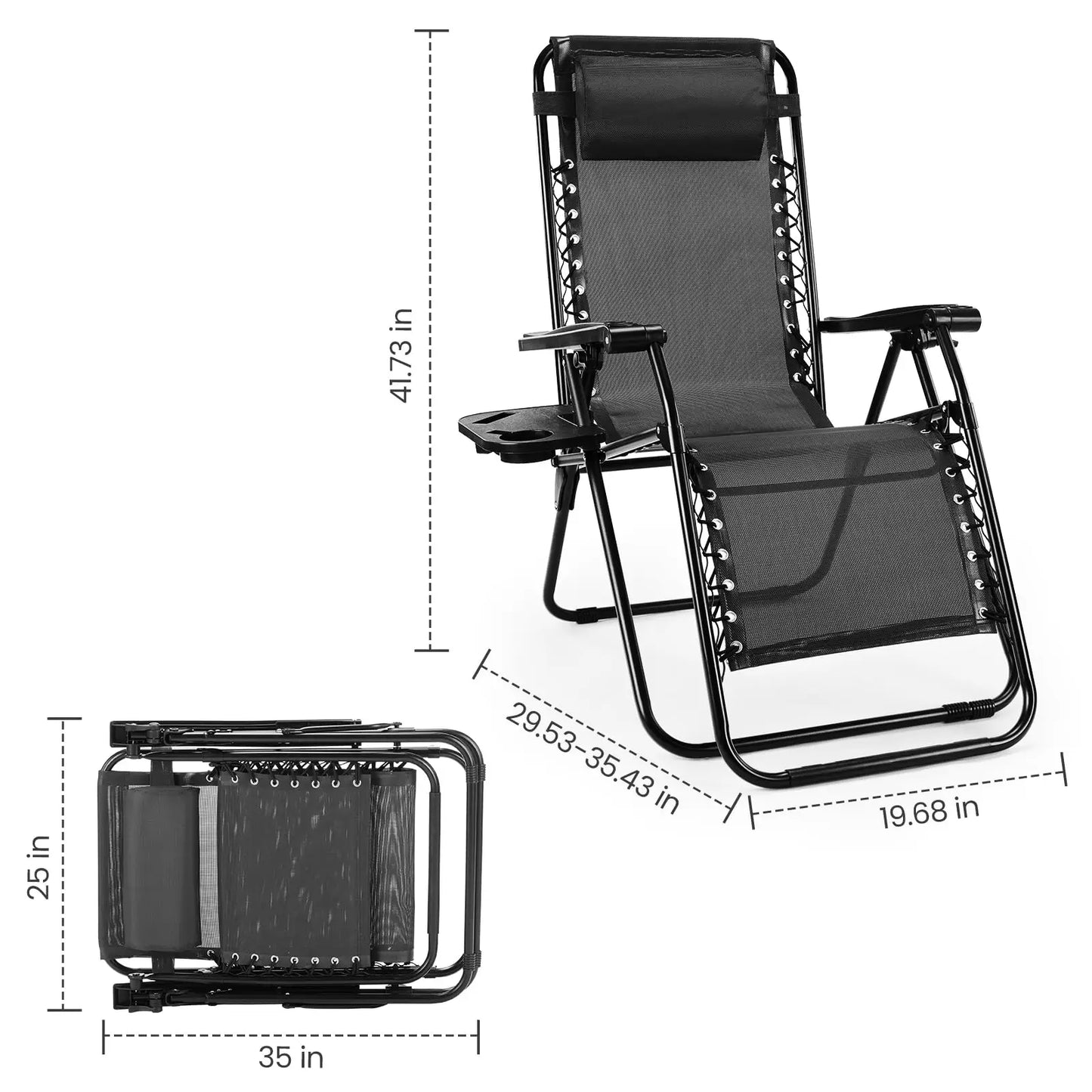 JHK Zero Gravity Recliner Set of 2 with Cup Holders