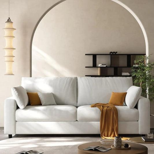 Mid Century Modern Linen Loveseat Sofa For Living Room