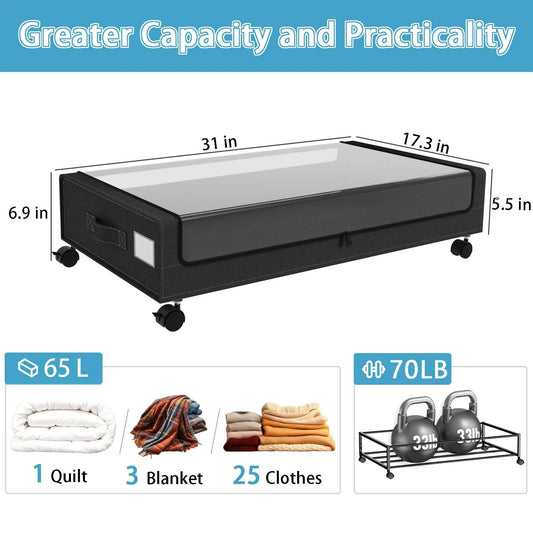 Under Bed Storage Bins With Wheels 2-Pack