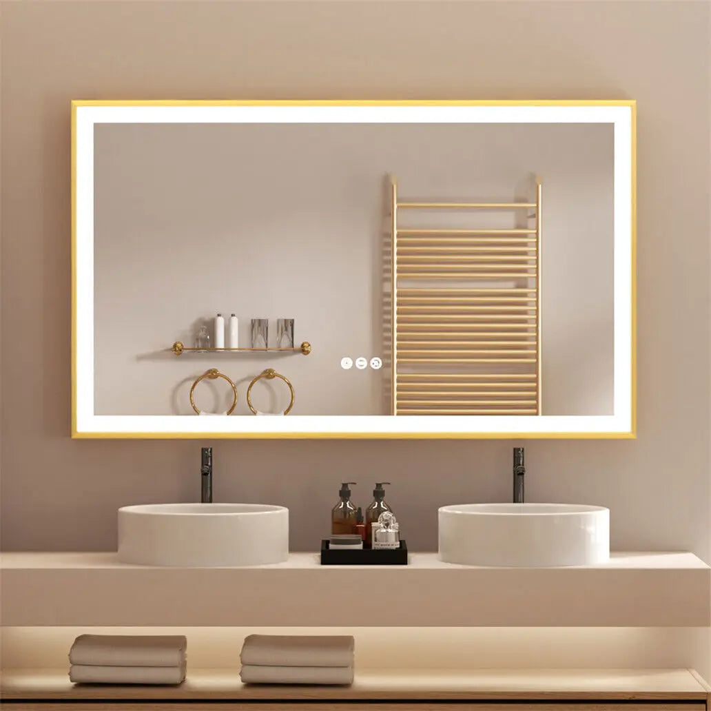 BORWART LED Bathroom Mirror With Aluminum Frame Dimmable Front Light