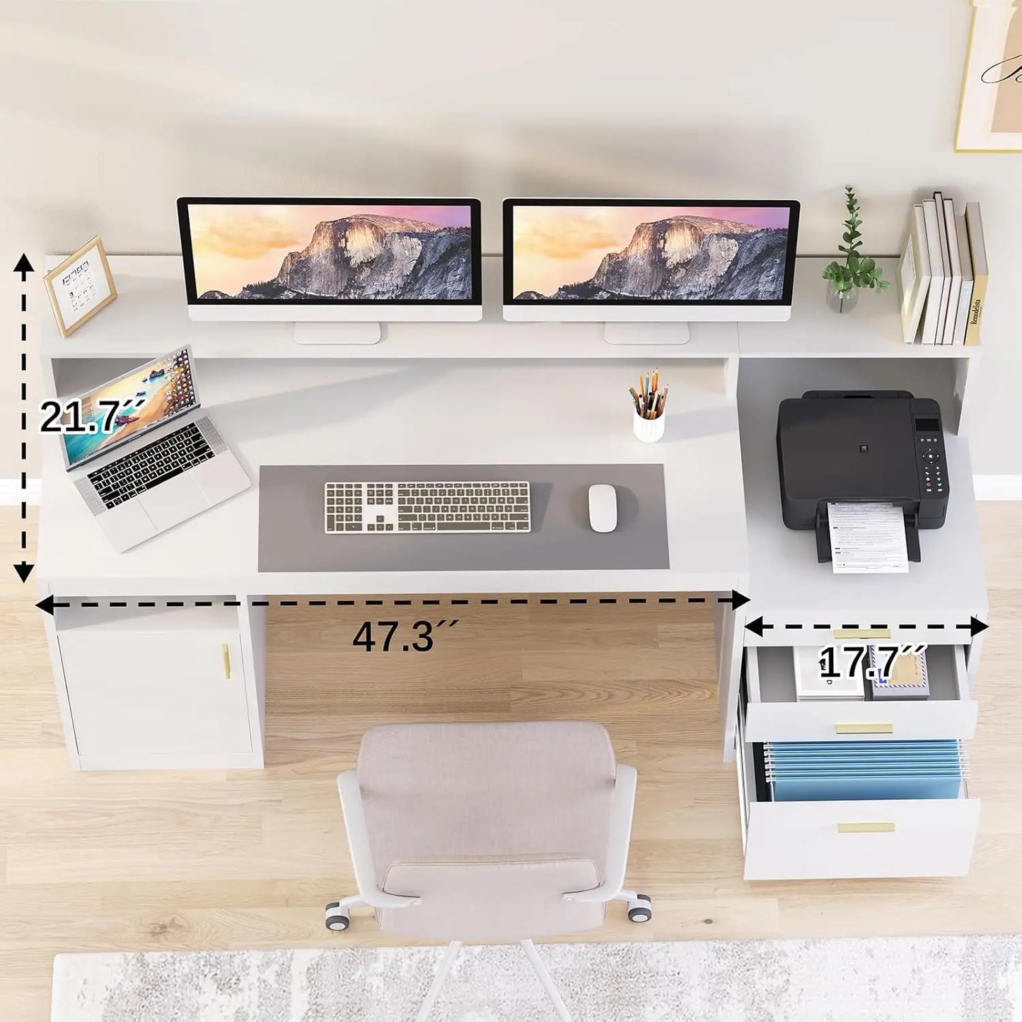 Computer Desk With 3 Drawers And Storage Shelves Home Office