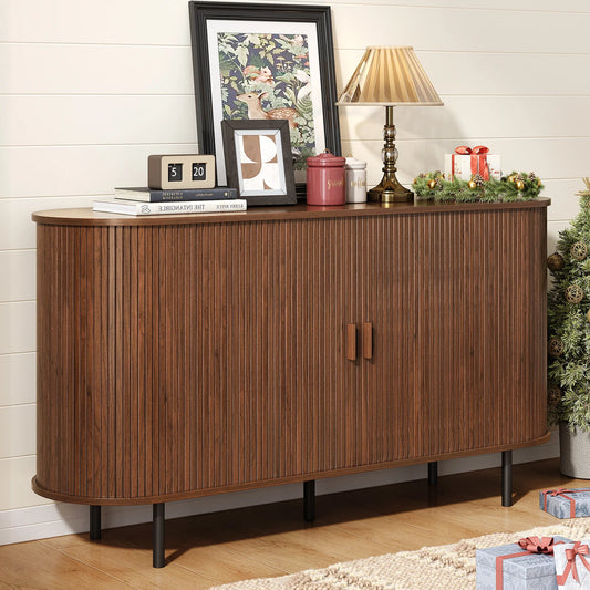 ONBRILL Sideboard Buffet Cabinet With Sliding Door And Adjustable Shelf Storage Unit