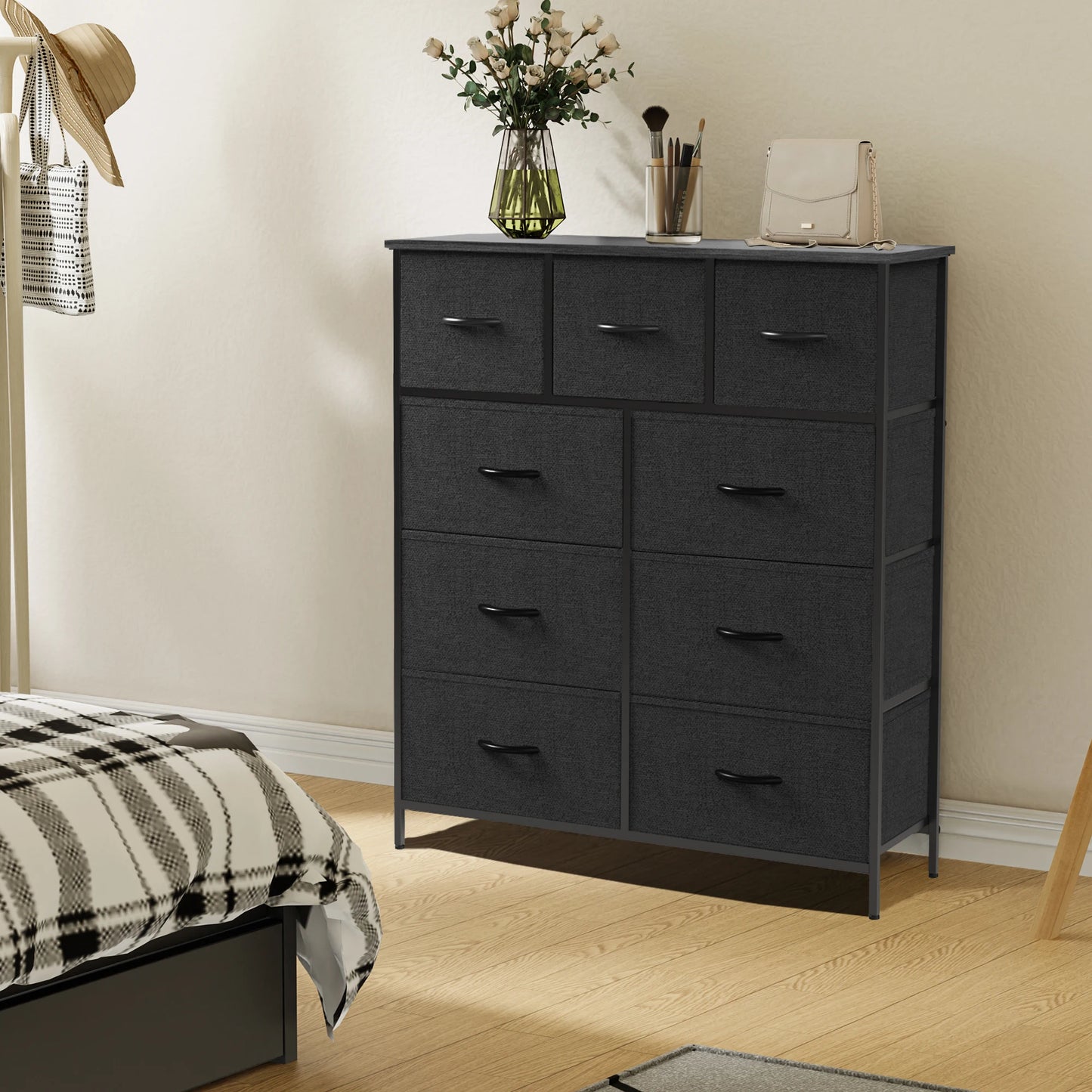 JHK Fabric Storage Dresser With Nine Drawers For Bedroom