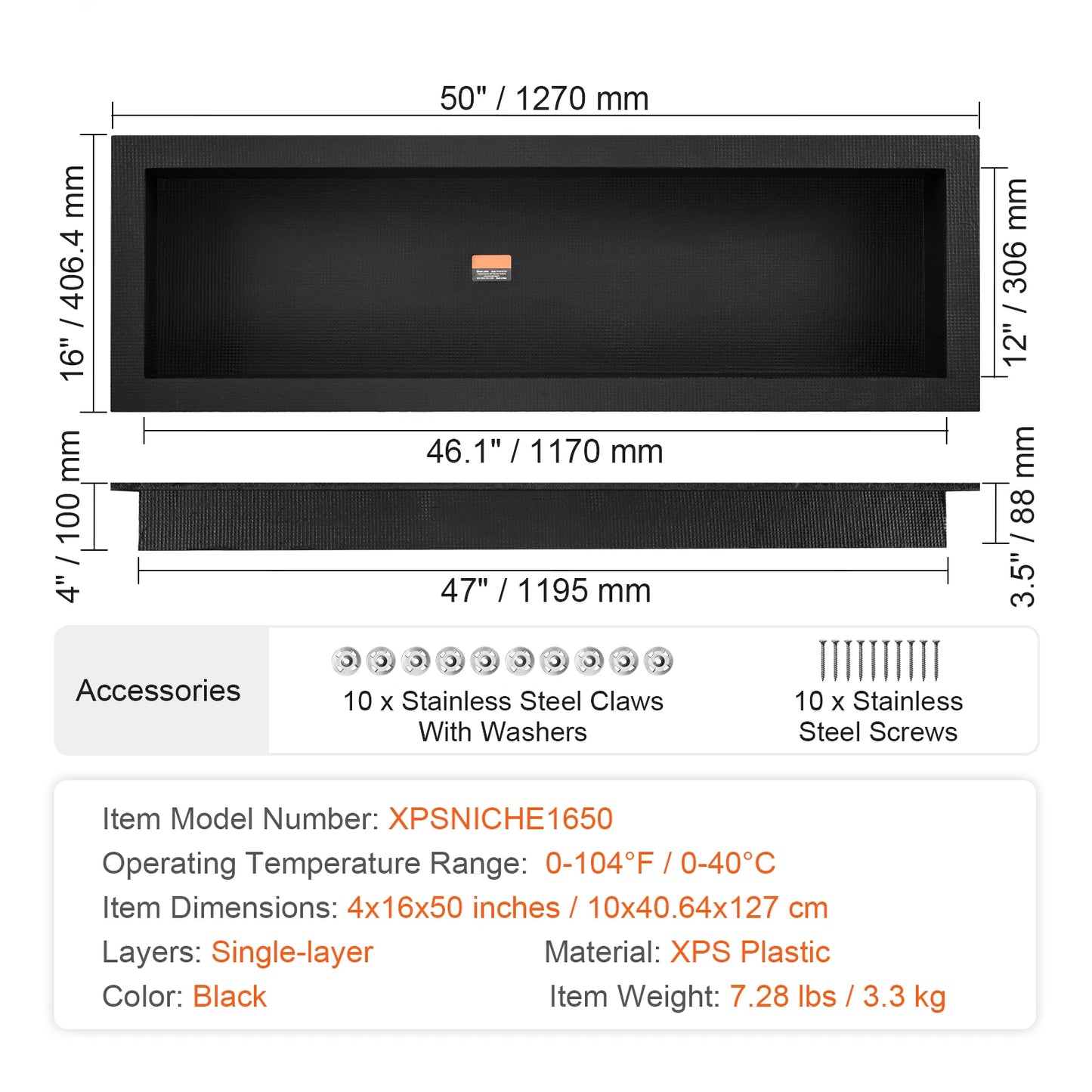 Shower Niche Organizer Shelf Dual Tier Recessed For Tile