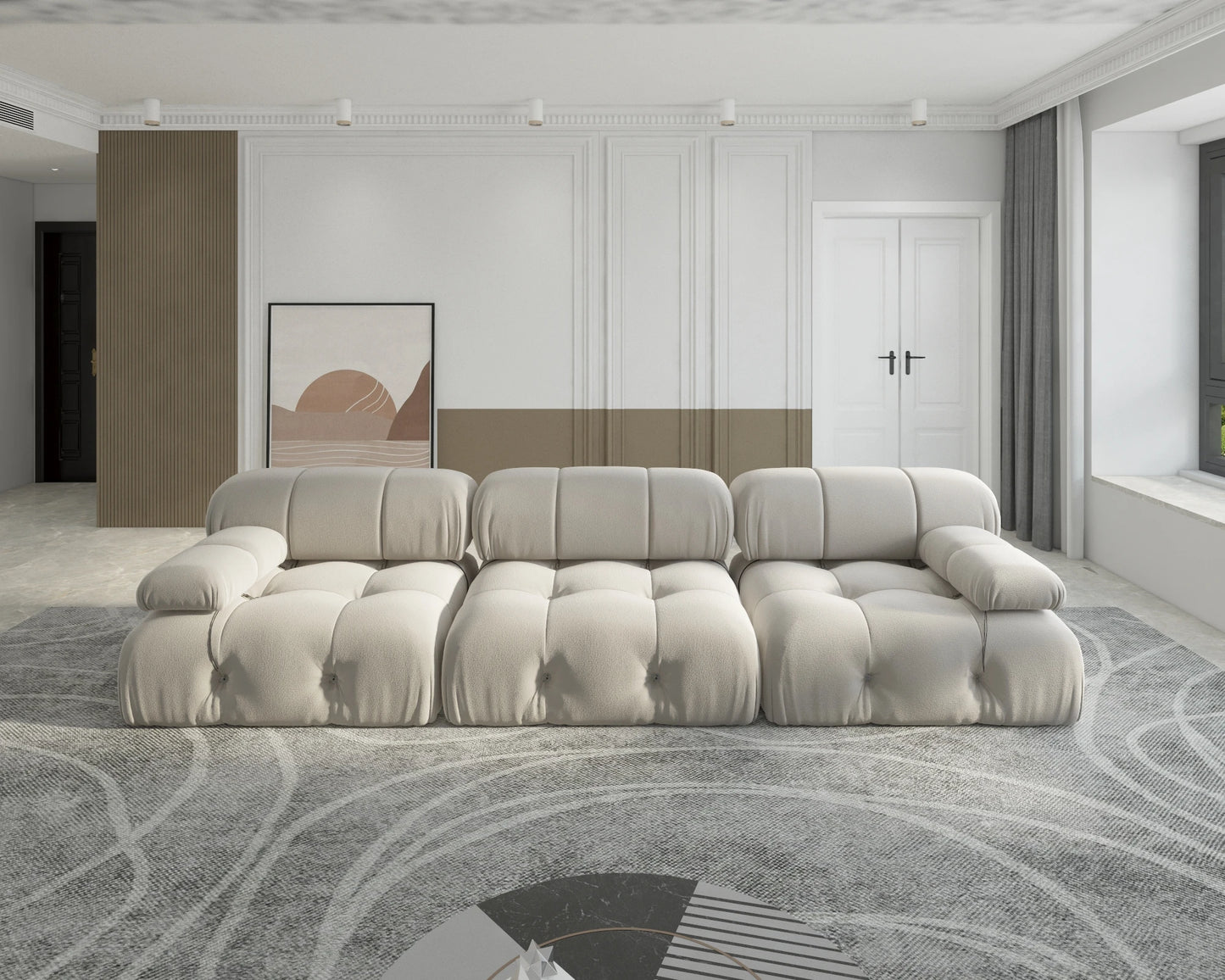 Sdorens Minimalist U Shaped Modular Velvet Sectional Sofa Convertible Living Room Set