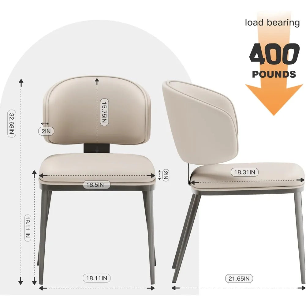 CHENGWEI Comfortable Dining Chairs Set Modern Upholstered Armless High Backrest