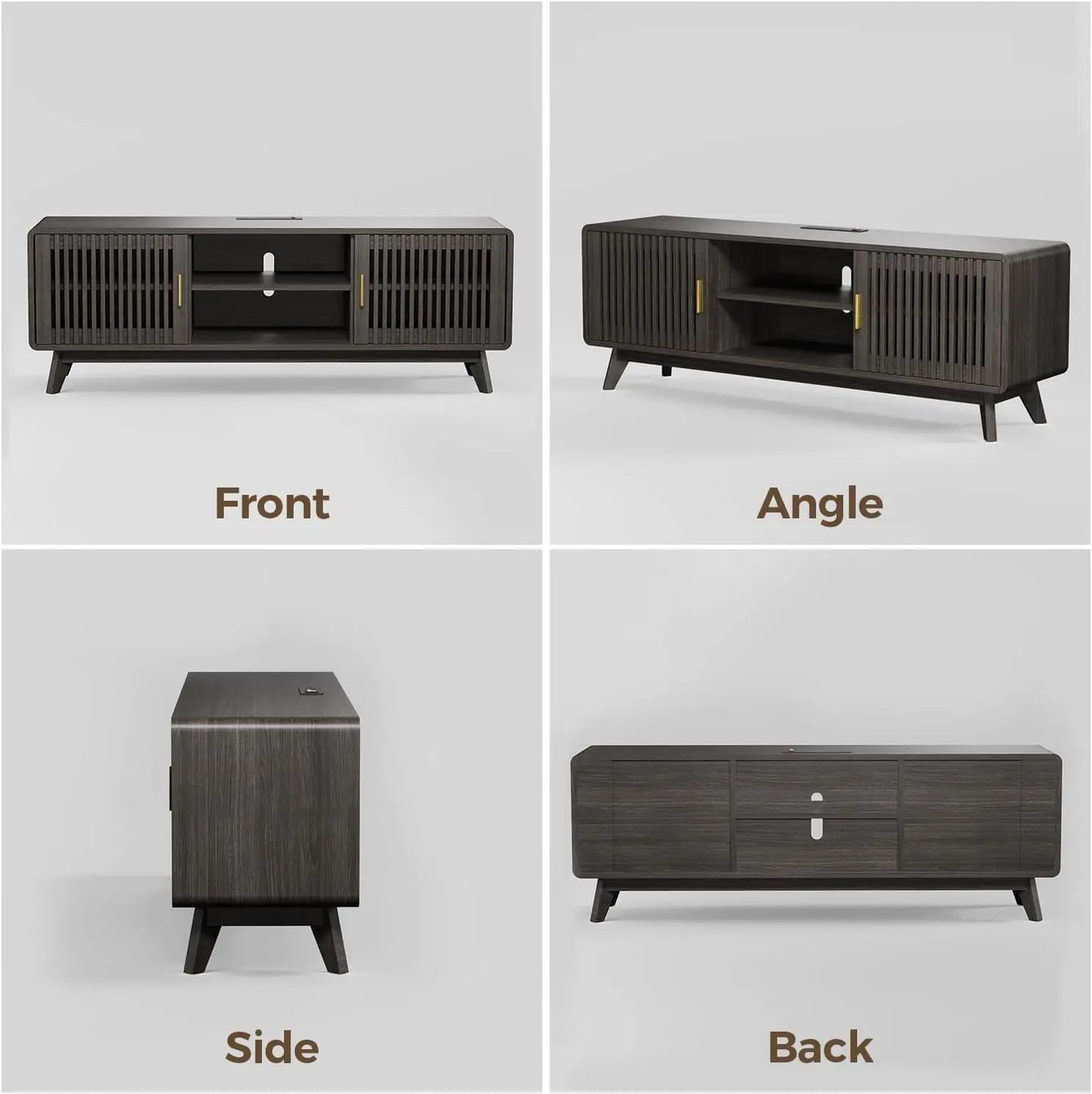 IRONCK TV Stand With Grille Design And Charging Station