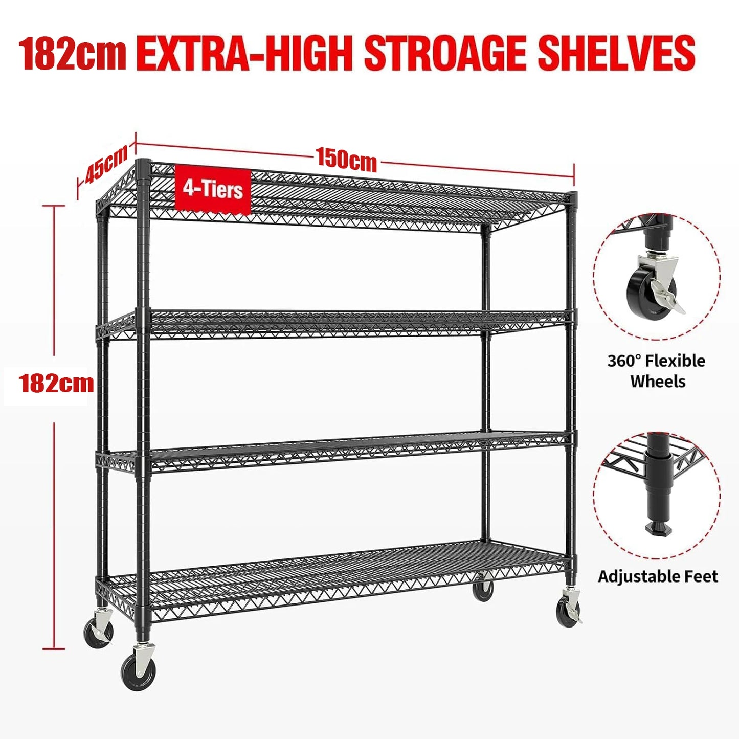 TWISTER.CK Industrial Metal Storage Shelving Unit With Wheels