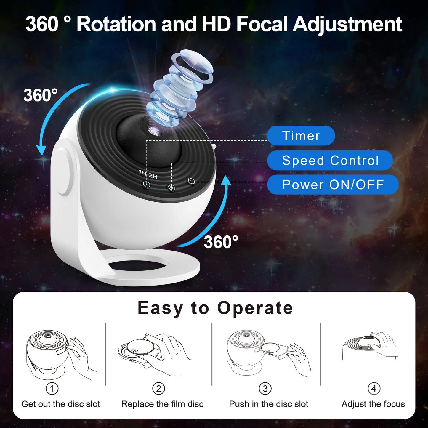 Mexllex Galaxy Ultral Star Projector 13 Film Discs Night Light