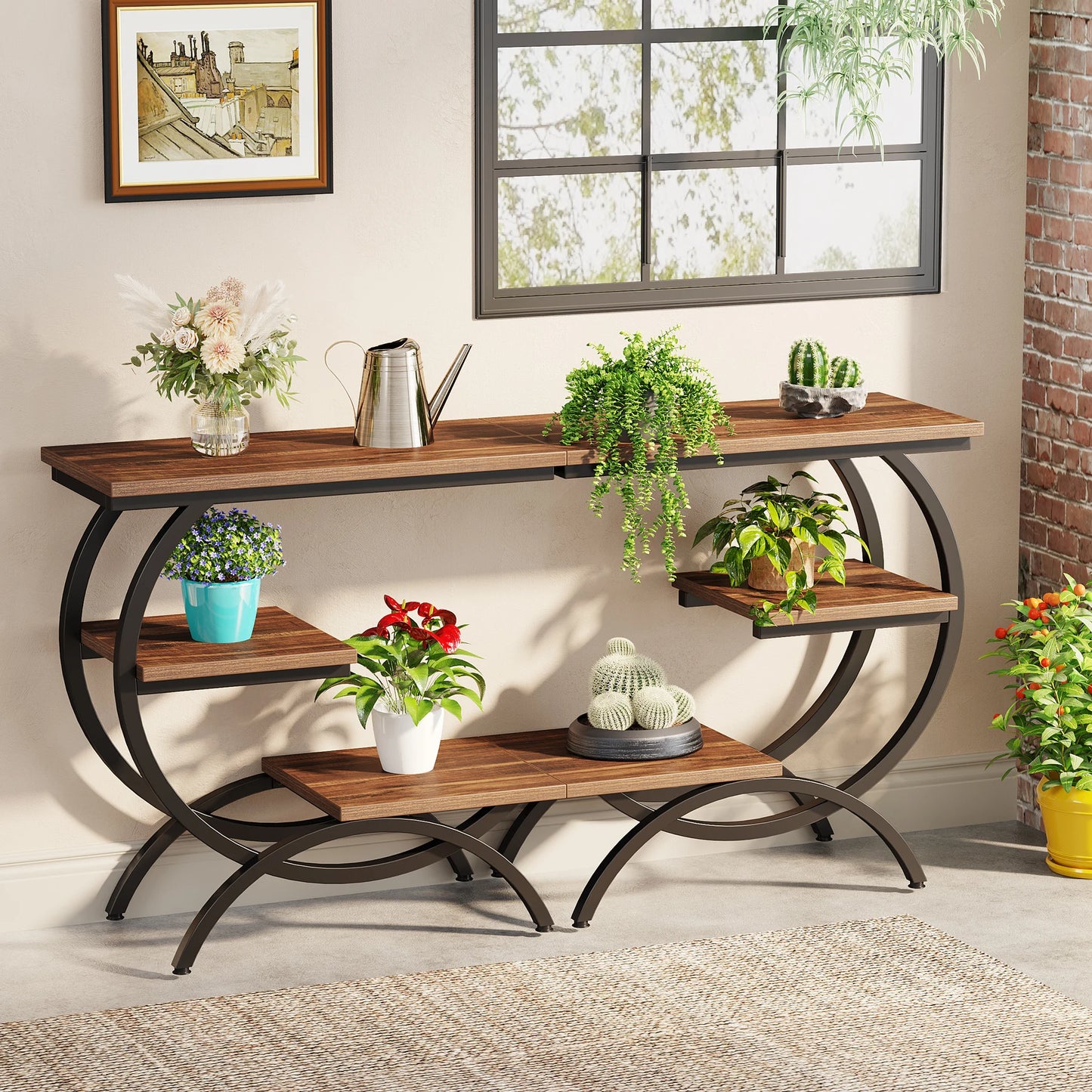 Tribesigns C Shaped End Table With Industrial 3 Tier Storage