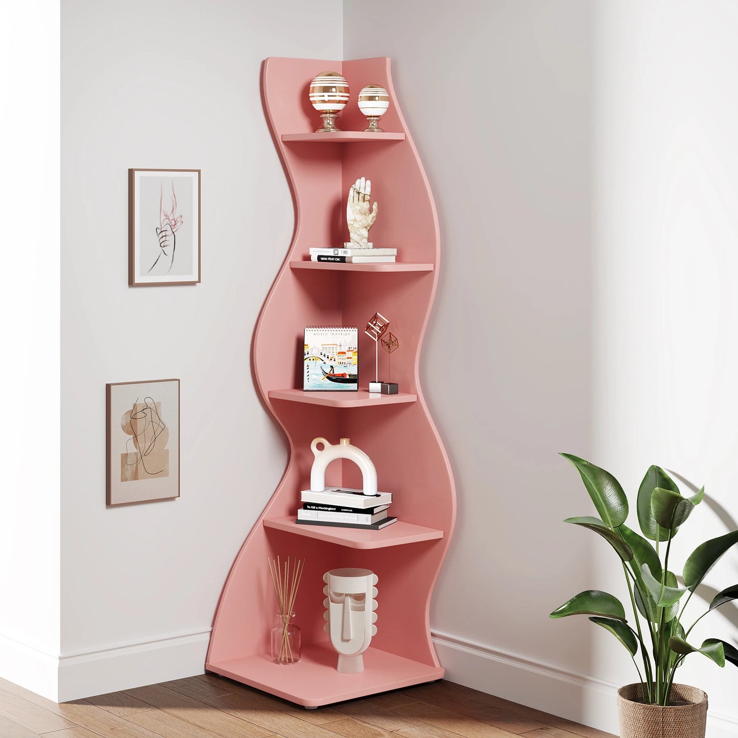 Tribesigns 5-Tier Corner Shelf Wall Bookshelf