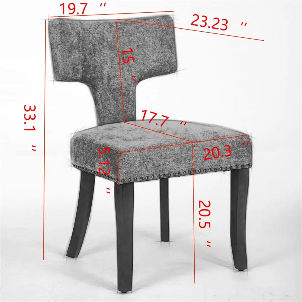 Upholstered Dining Chairs Set of 2 With Nailhead Trim and Wood Legs