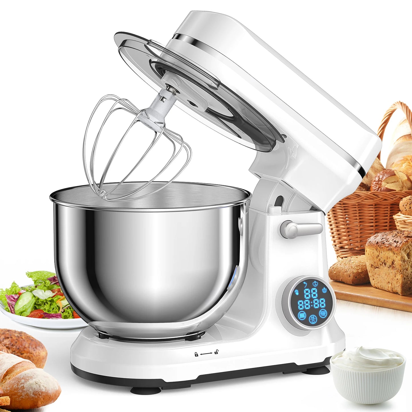Biolomix 1200W Stand Mixer 11 Speed DC Motor Digital OLED