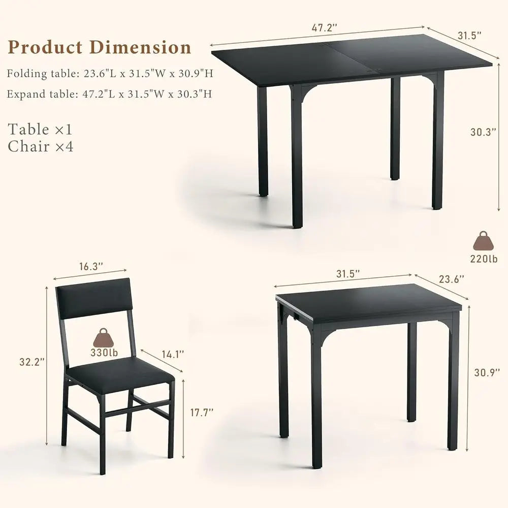 Extendable Dining Set For Four With Cushioned Chairs