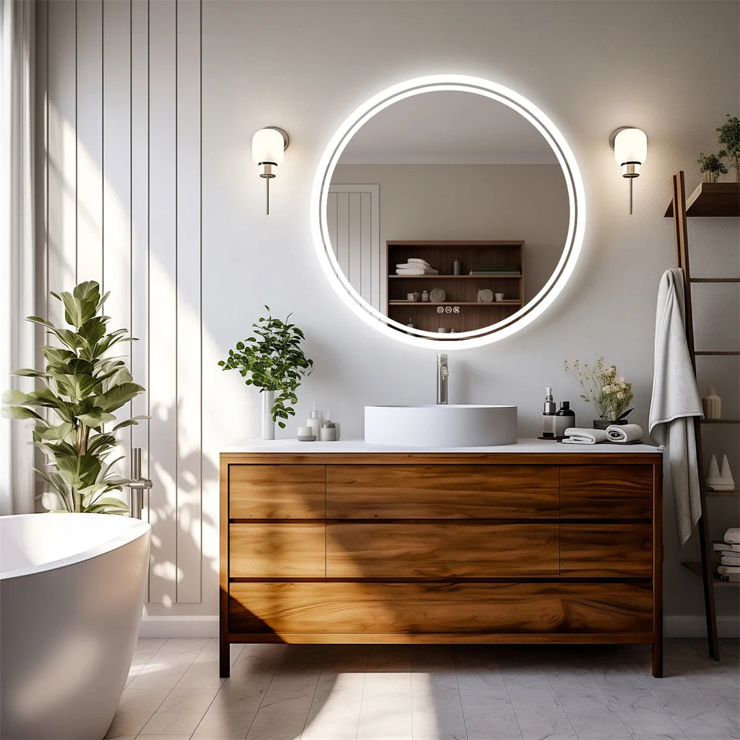 LUVODICRI Big Round LED Bathroom Mirror With Touch Sensor