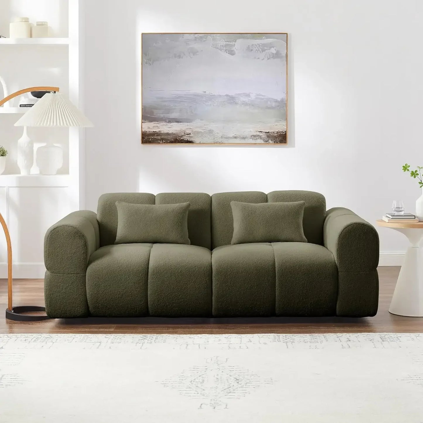 Guangbai Modern Boucle L Shaped Sofa Couch For Living Room