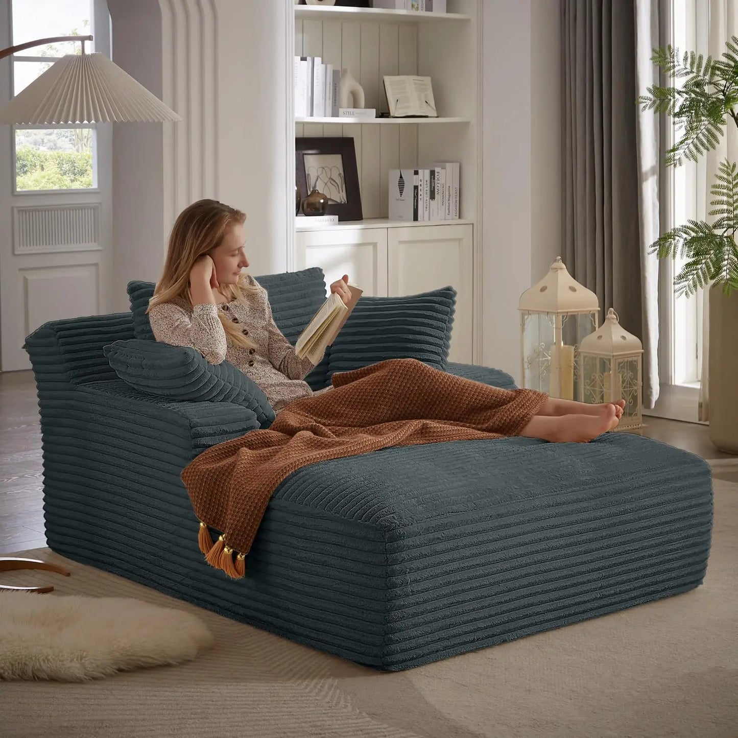 Corduroy Upholstered Indoor Chaise Lounge Sofa Bed