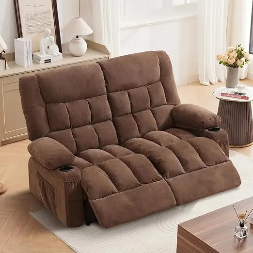 Manual Recliner Loveseat With Cup Holders For Living Room