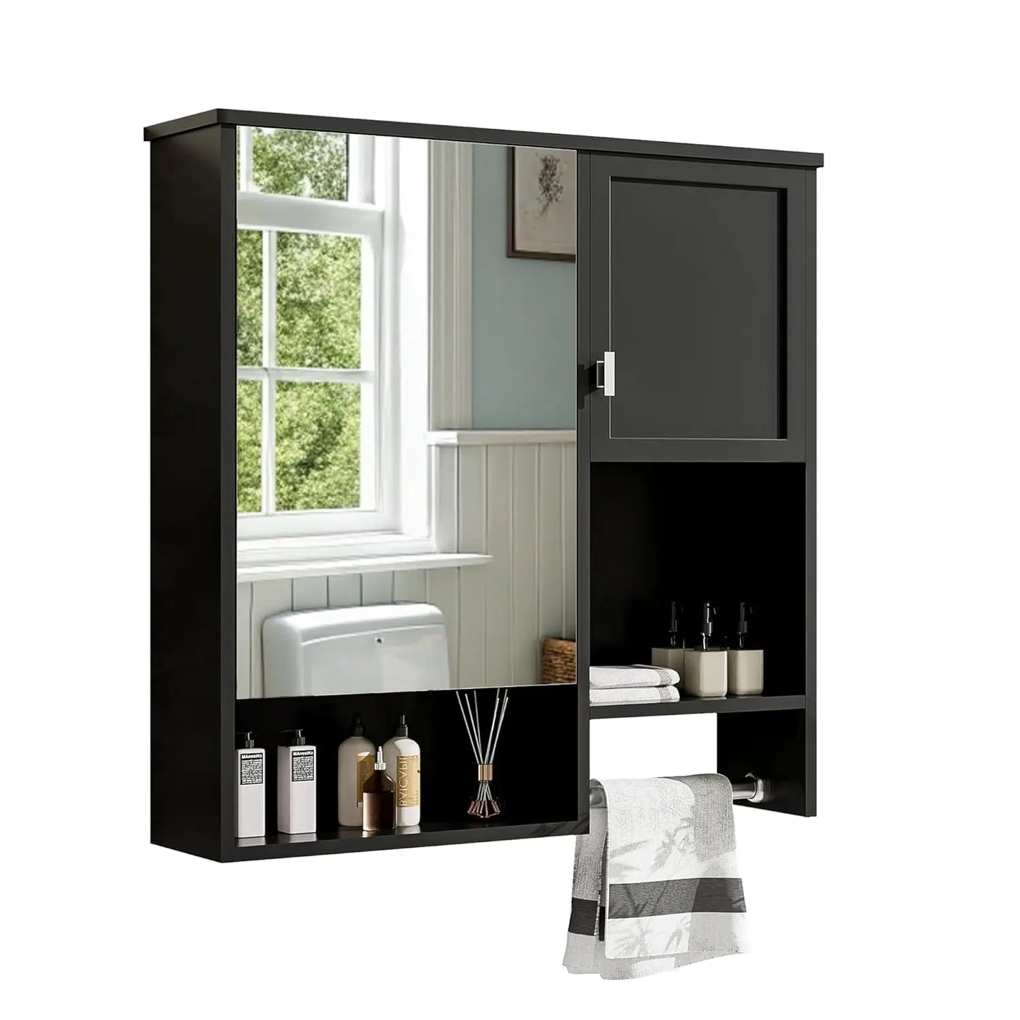 Bathroom Medicine Cabinet With Mirror And Towel Bar Wall Mount