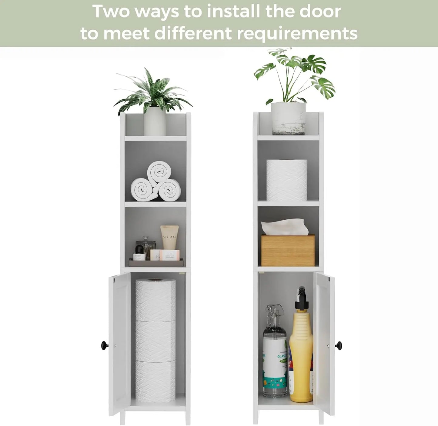 Bathroom Corner Storage Cabinet With Door Shelves Toilet Paper Stand